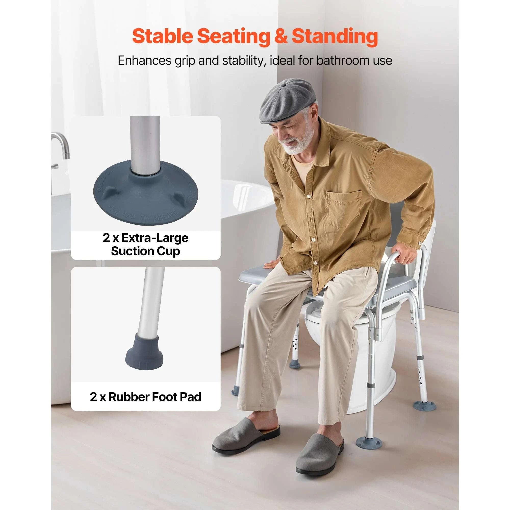 4-in-1 Bedside Commode Chair with Padded Seat, 500 lb Capacity-500 lbs / United States