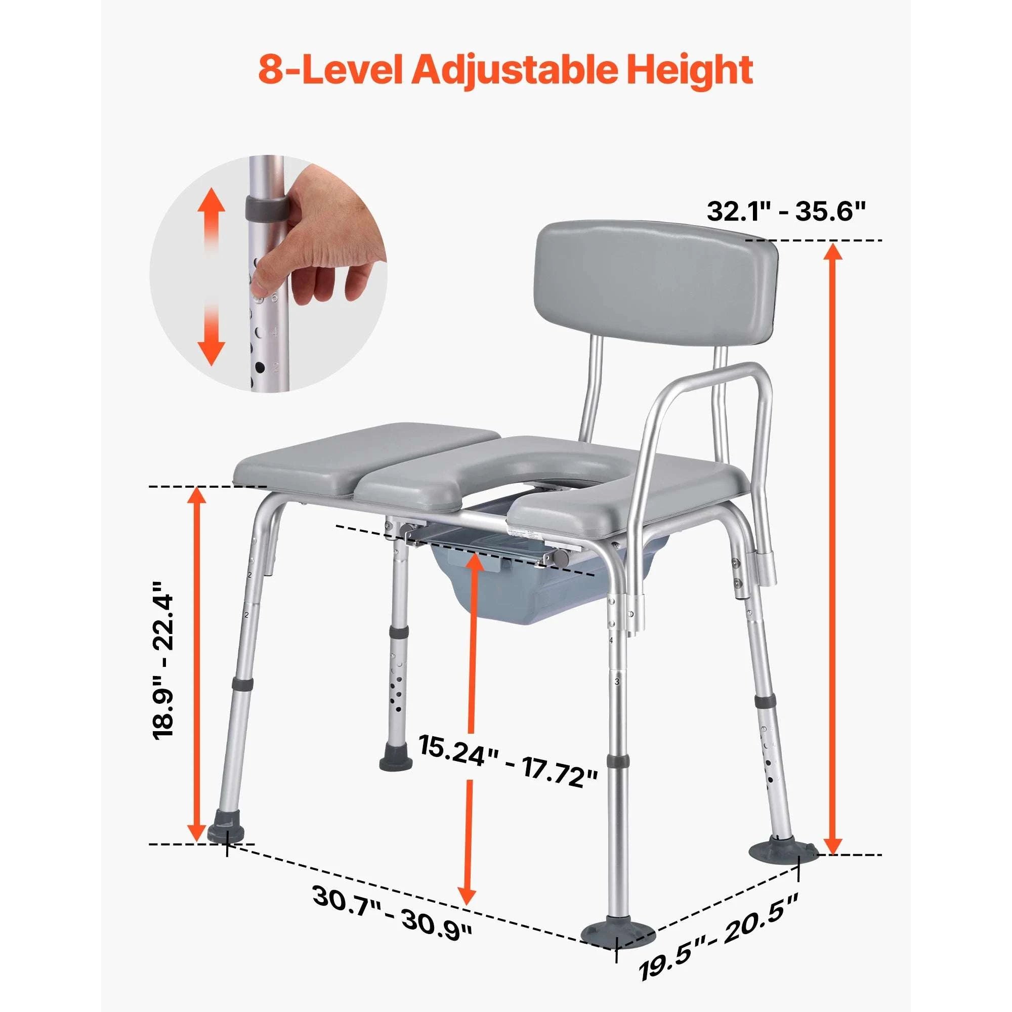 4-in-1 Bedside Commode Chair with Padded Seat, 500 lb Capacity-500 lbs / United States