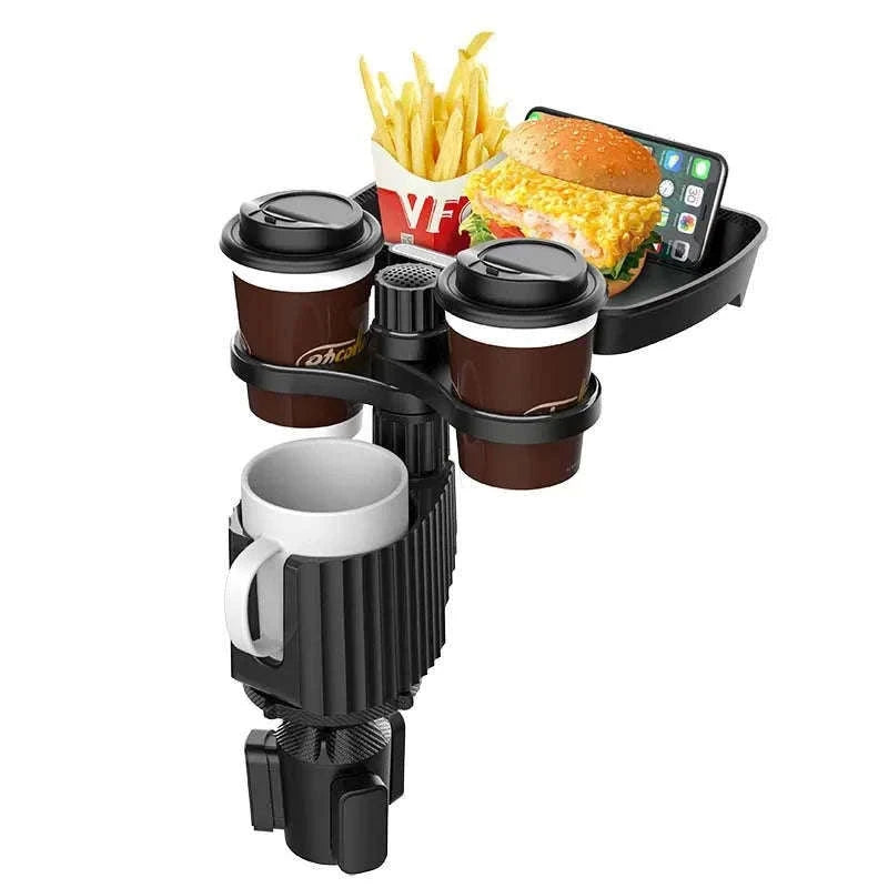 4-in-1 Car Cup Holder Tray with Food Tray-black