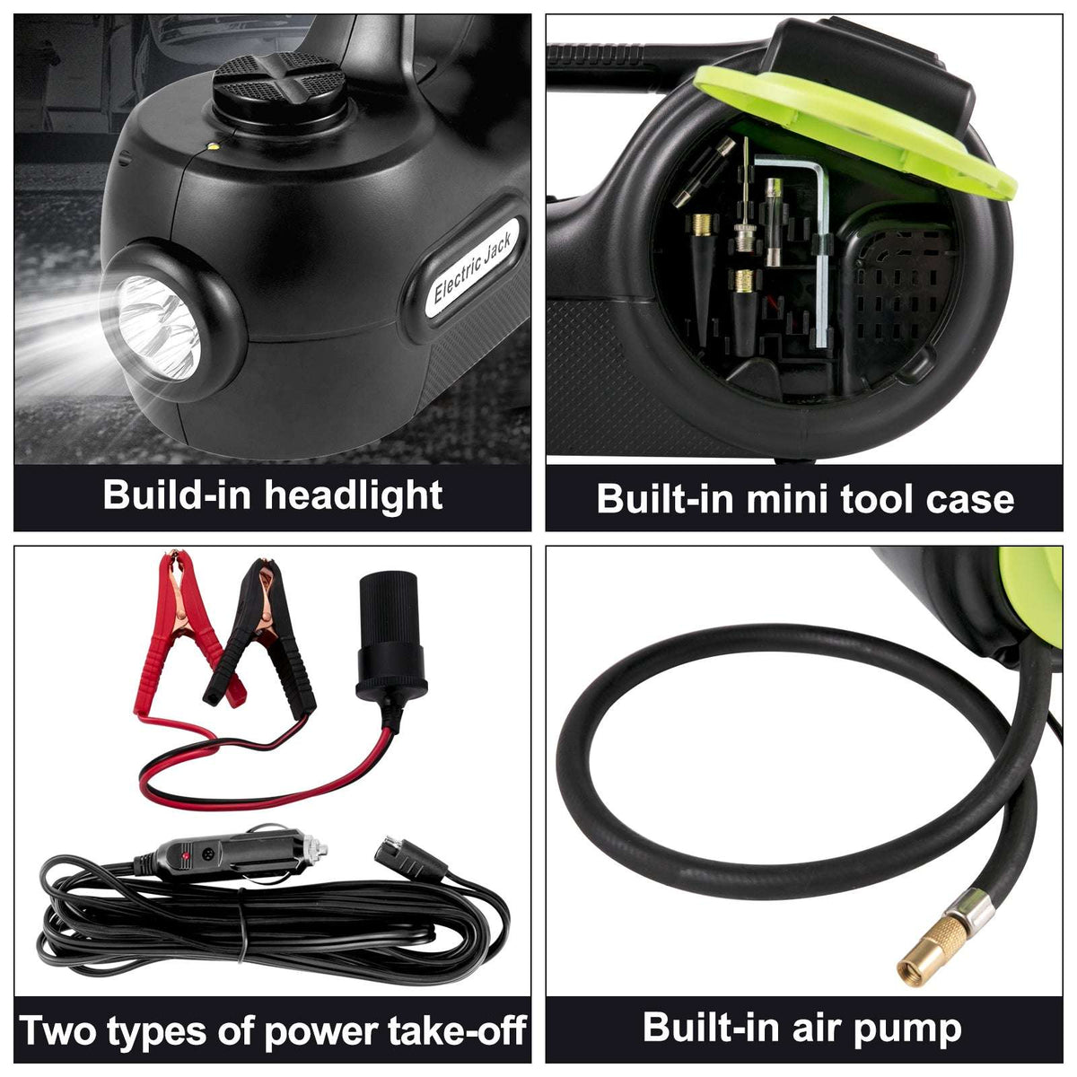 4-in-1 Electric Car Jack 5 Ton Kit with Wrench & Inflator-5T / GERMANY