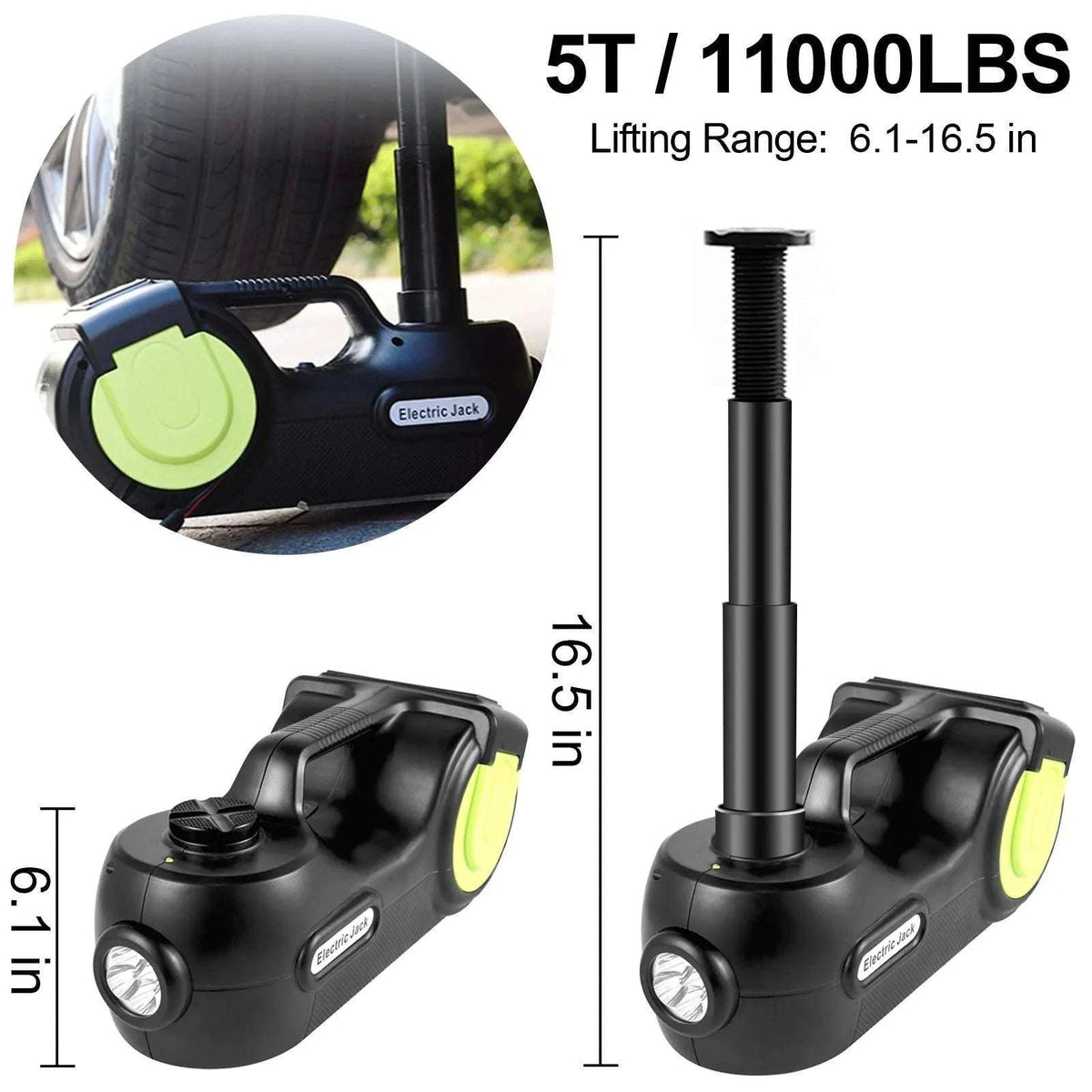4-in-1 Electric Car Jack 5 Ton Kit with Wrench & Inflator-5T / GERMANY