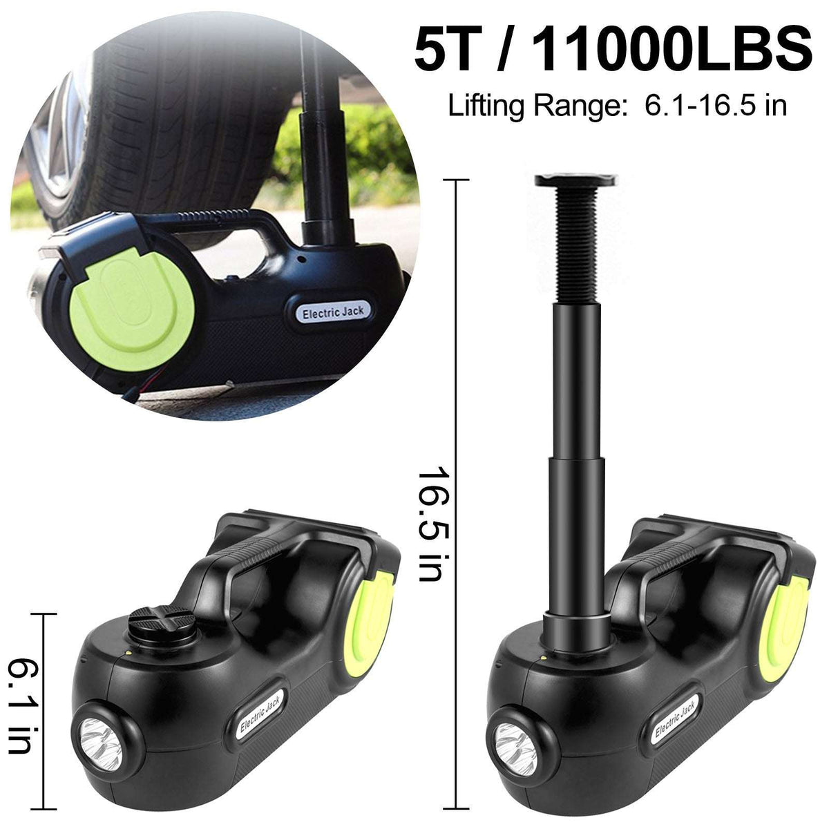 4-in-1 Electric Car Jack 5 Ton Kit with Wrench & Inflator-5T / GERMANY