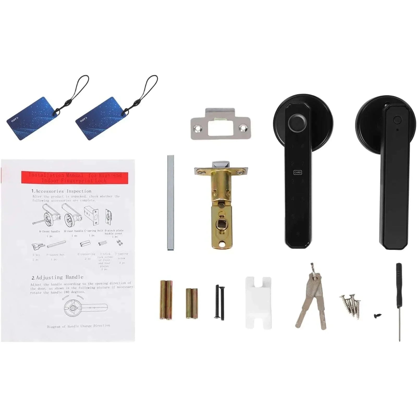 4-in-1 Electronic Fingerprint Door Lock with Password, IC Card and Key-United States / black
