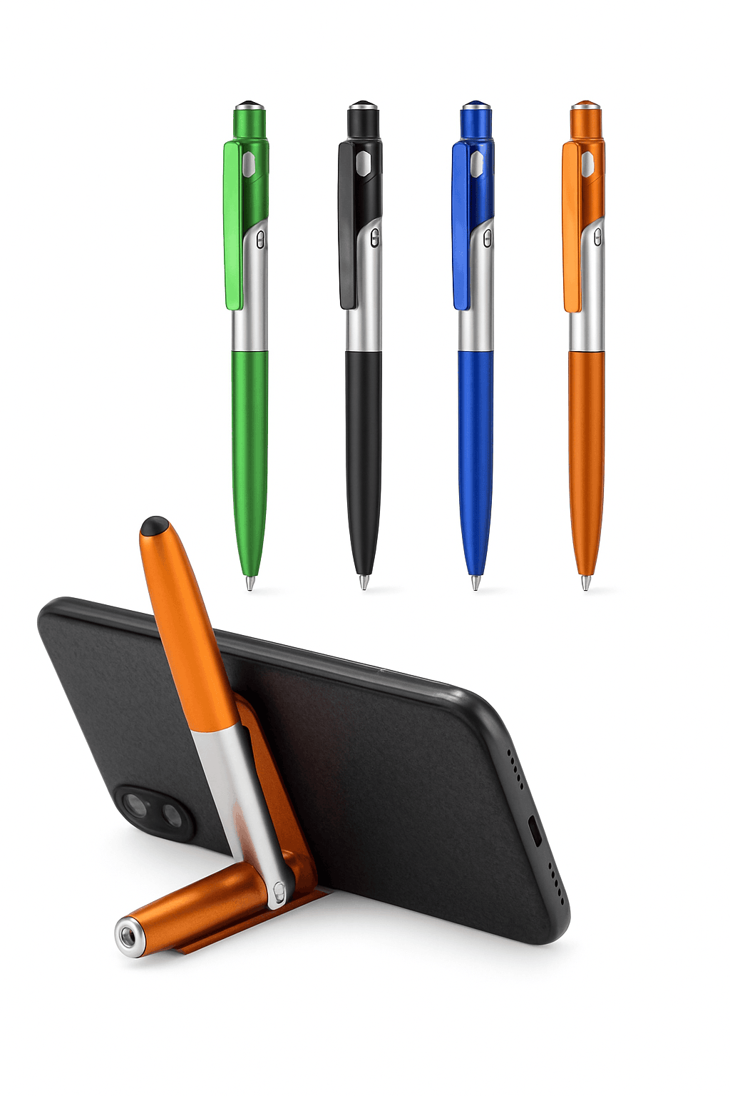 4-in-1 Foldable Pen Stylus with Light and Phone Stand-black