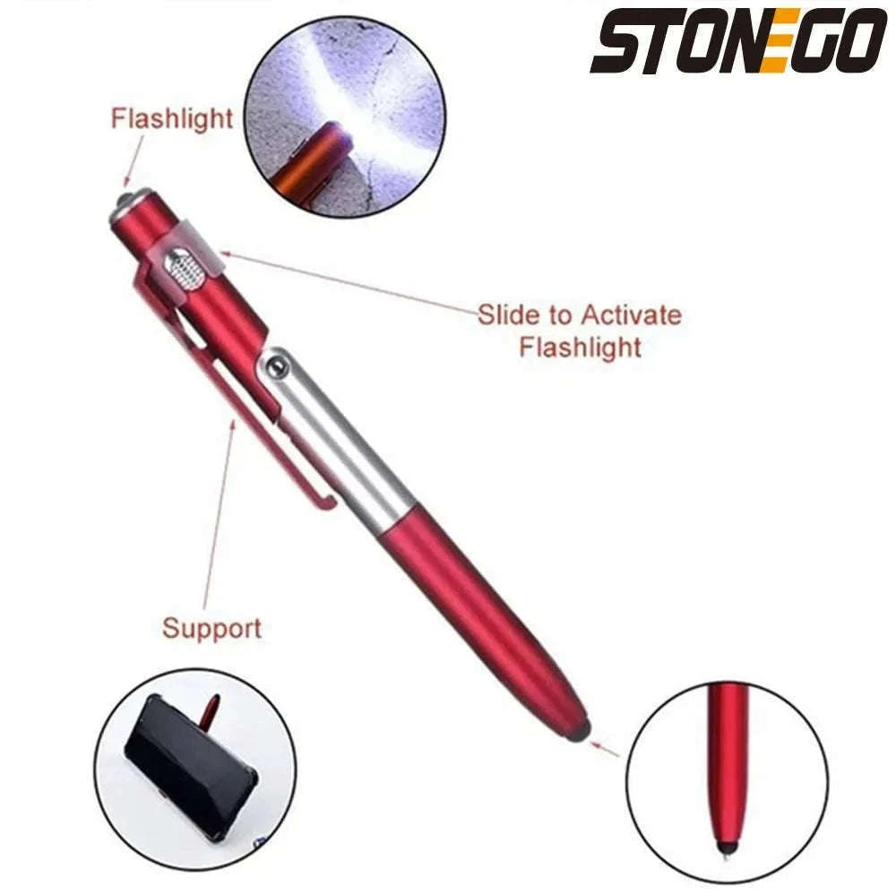 4-in-1 Foldable Pen Stylus with Light and Phone Stand-black