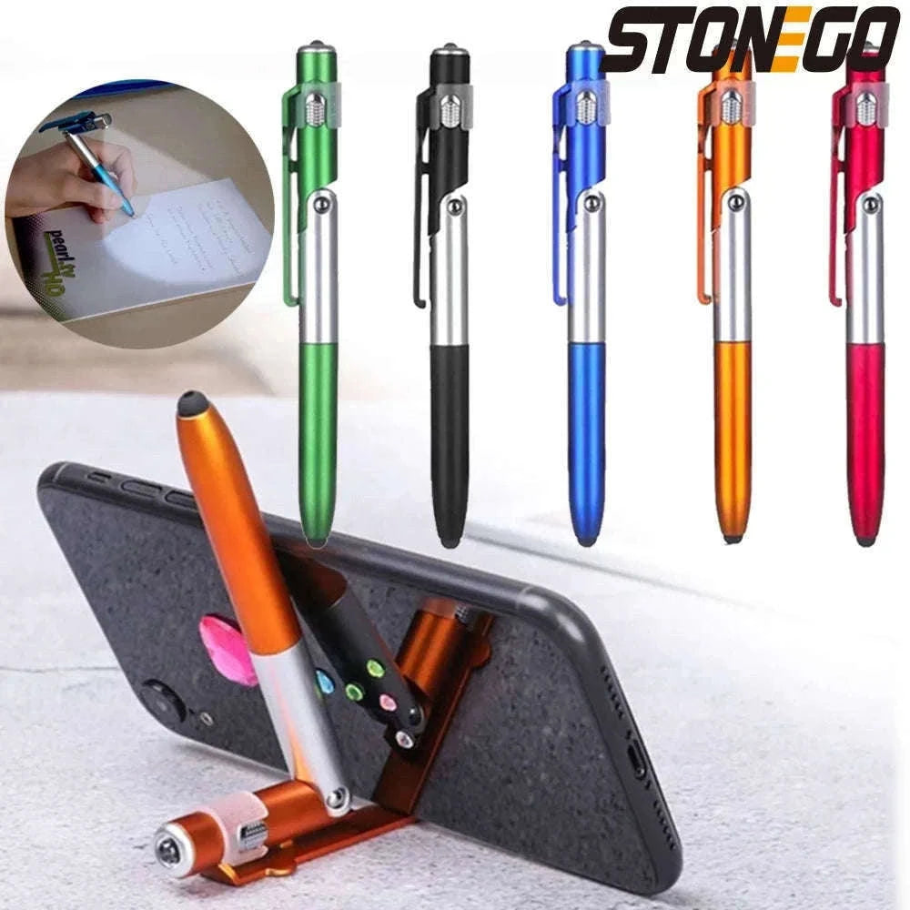 4-in-1 Foldable Pen Stylus with Light and Phone Stand-black