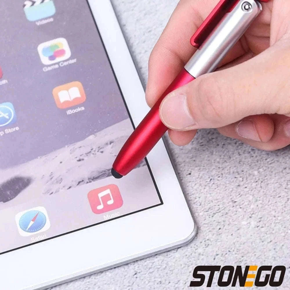 4-in-1 Foldable Pen Stylus with Light and Phone Stand-black
