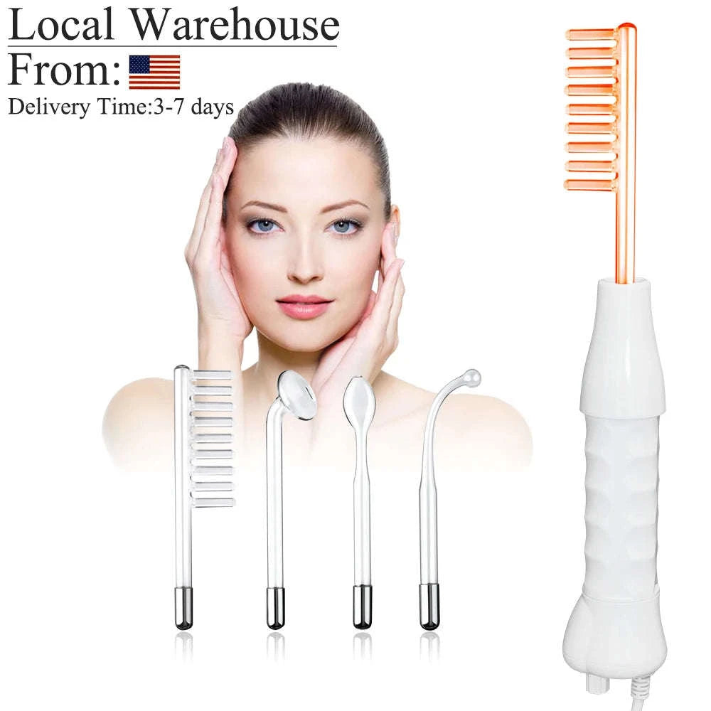 4-in-1 High Frequency Facial Wand for Acne, Wrinkles & Skin Tightening-Gold / United States