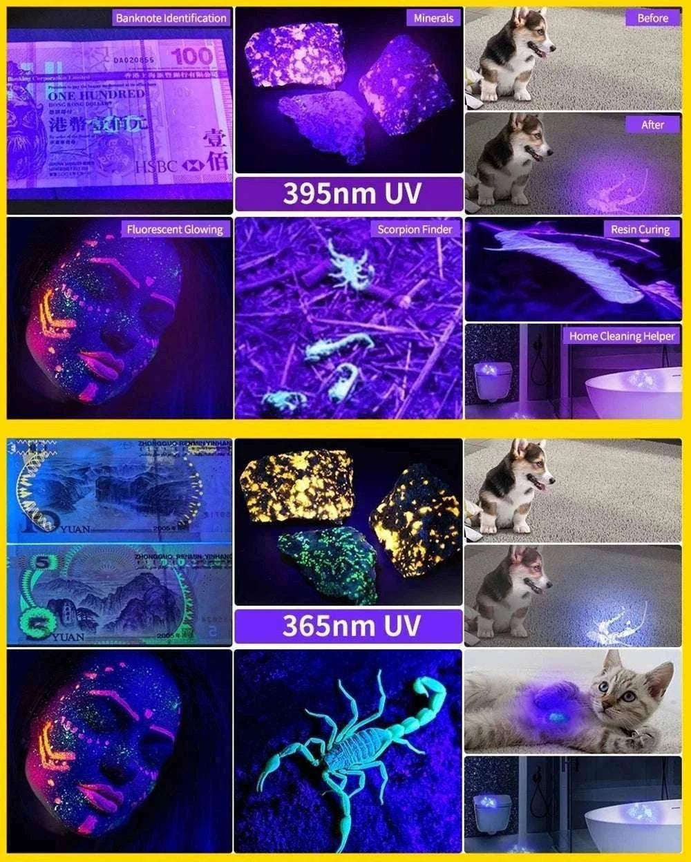 4-in-1 Jade Detector Light UV 365nm Rechargeable Flashlight-SV124