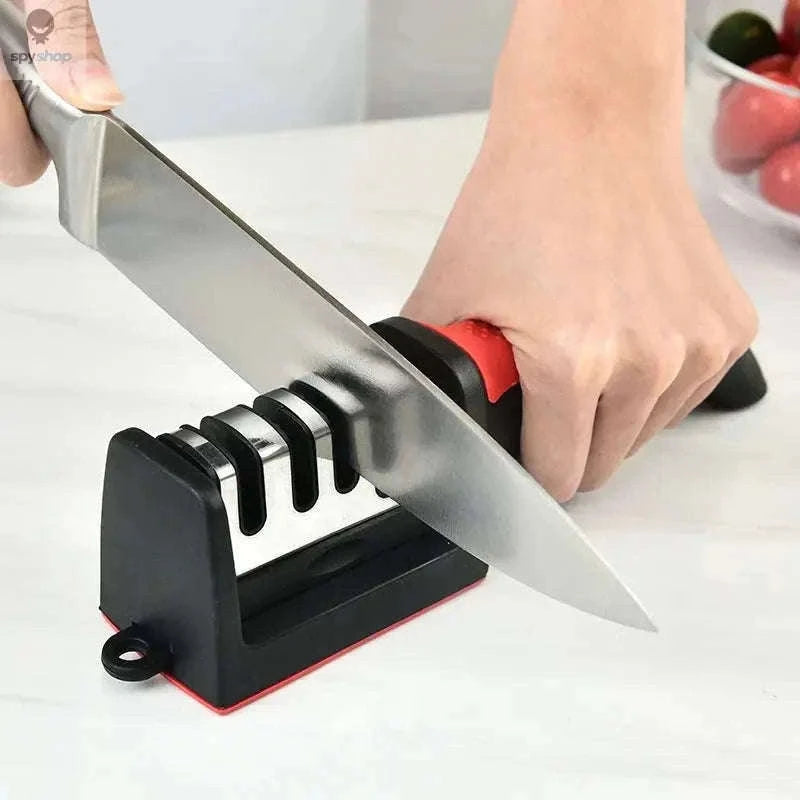 4-in-1 Knife Sharpener for Knives and Scissors-Red / Sharpeners