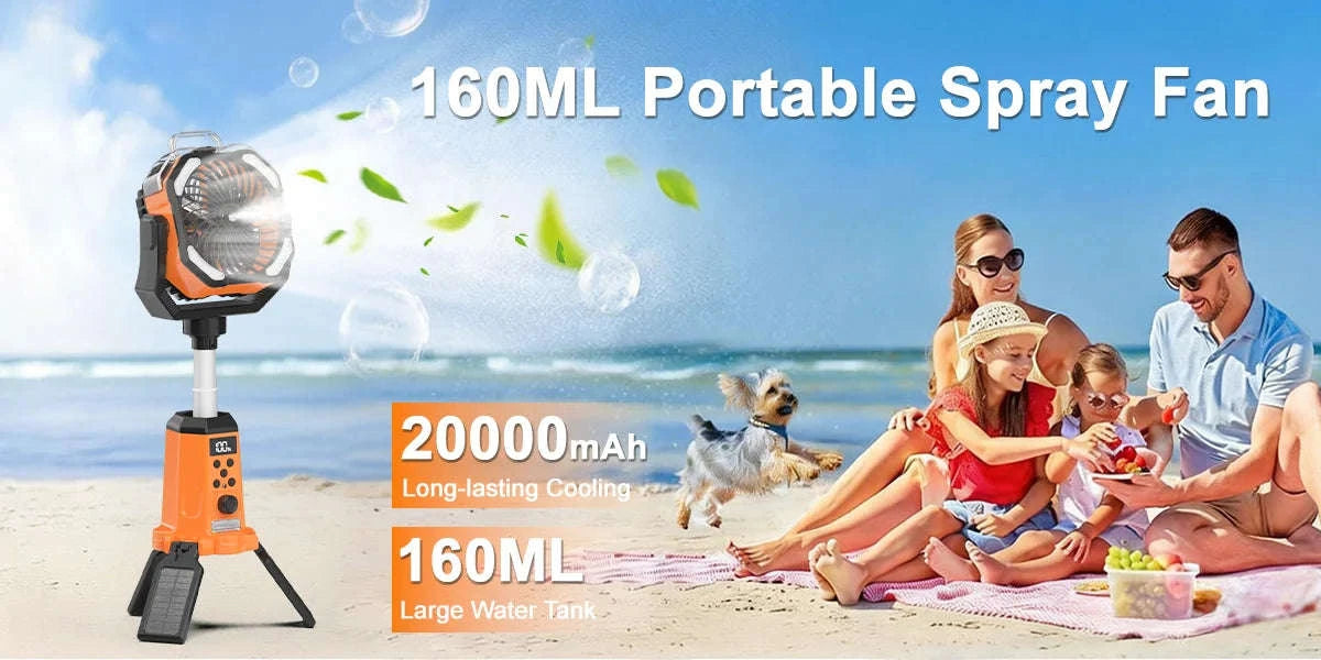 4-in-1 Portable Rechargeable Fan with Spray and Light-green / United States