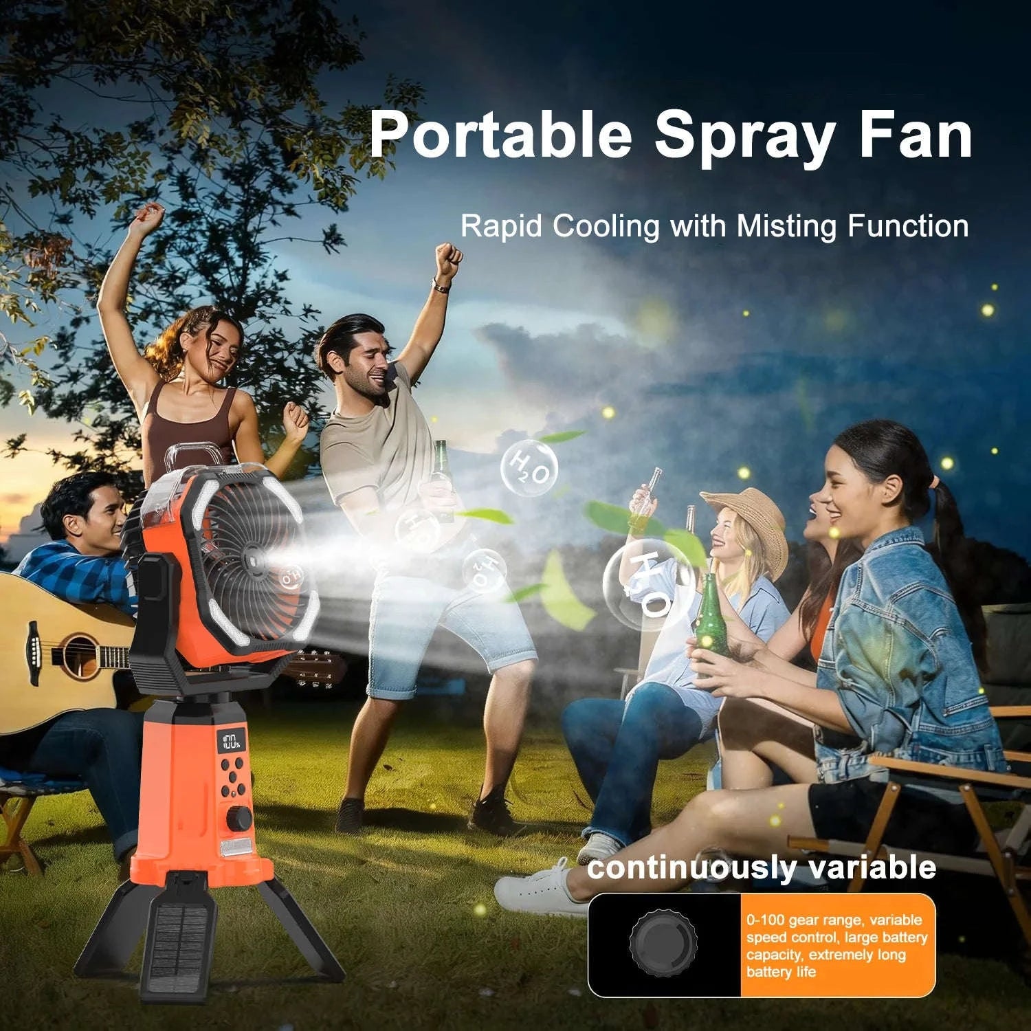 4-in-1 Portable Rechargeable Fan with Spray and Light-green / United States