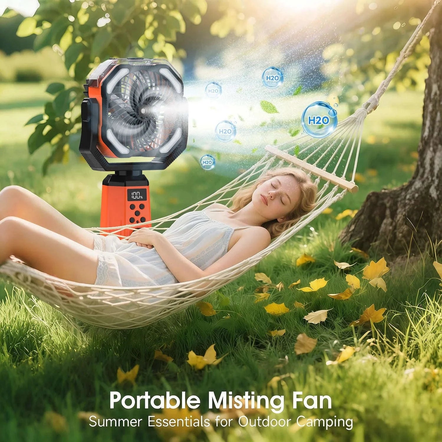 4-in-1 Portable Rechargeable Fan with Spray and Light-green / United States