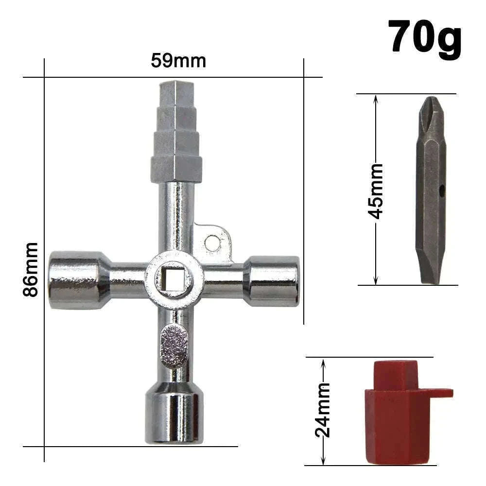 4-in-1 Silver Key Wrench Set for Cabinets and Valves-4in1 Pagoda