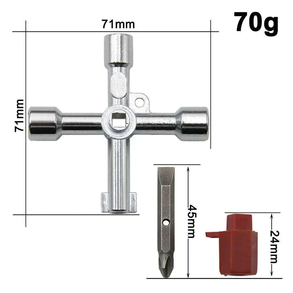 4-in-1 Silver Key Wrench Set for Cabinets and Valves-4in1 Pagoda