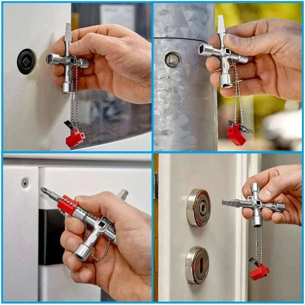 4-in-1 Silver Key Wrench Set for Cabinets and Valves-4in1 Pagoda