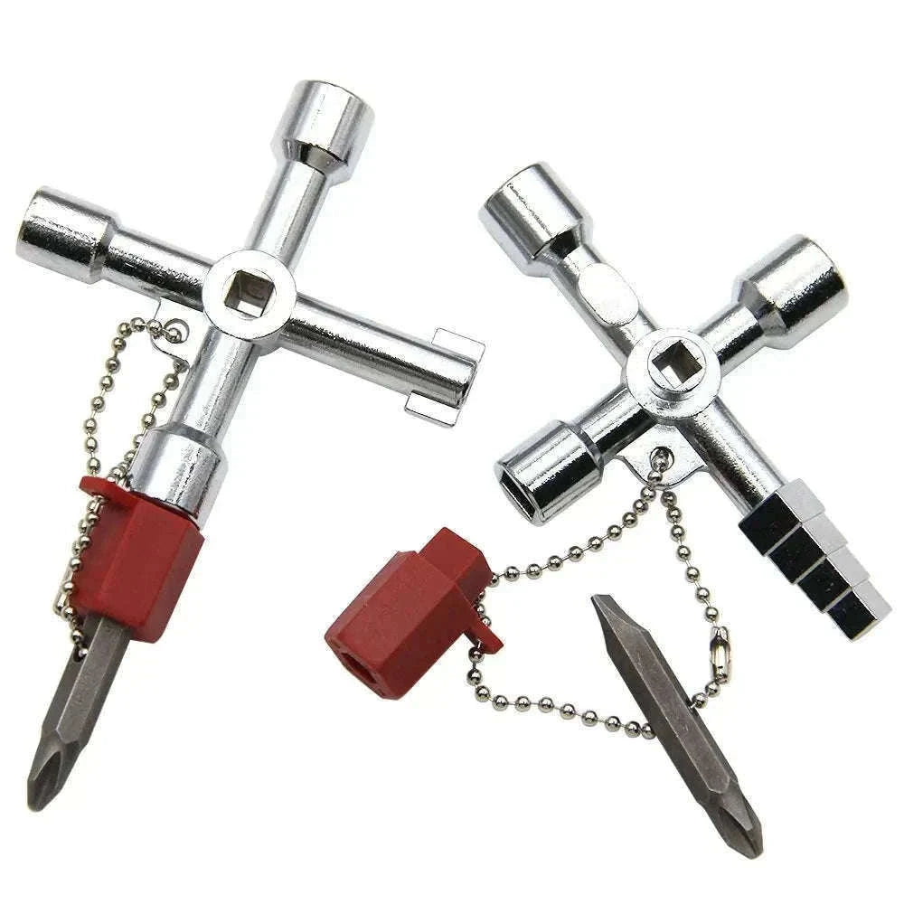 4-in-1 Silver Key Wrench Set for Cabinets and Valves-4in1 Pagoda