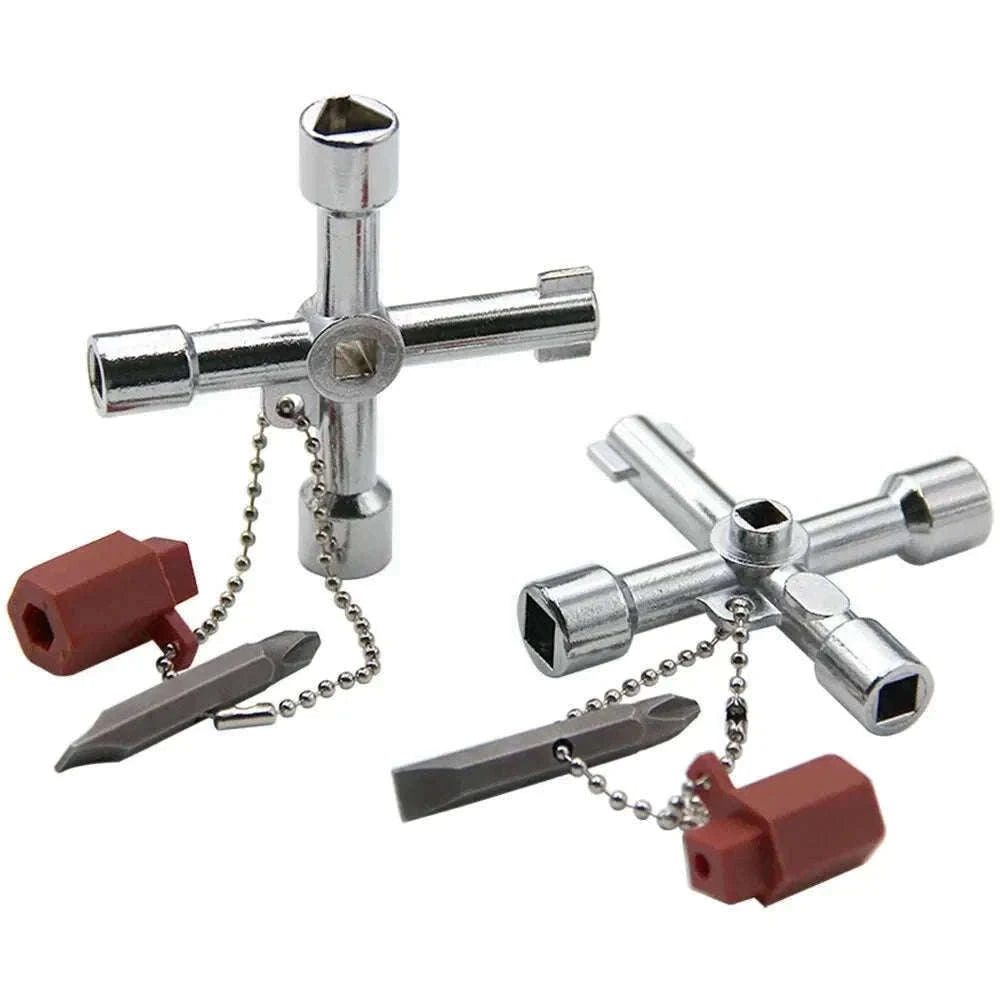 4-in-1 Silver Key Wrench Set for Cabinets and Valves-4in1 Pagoda