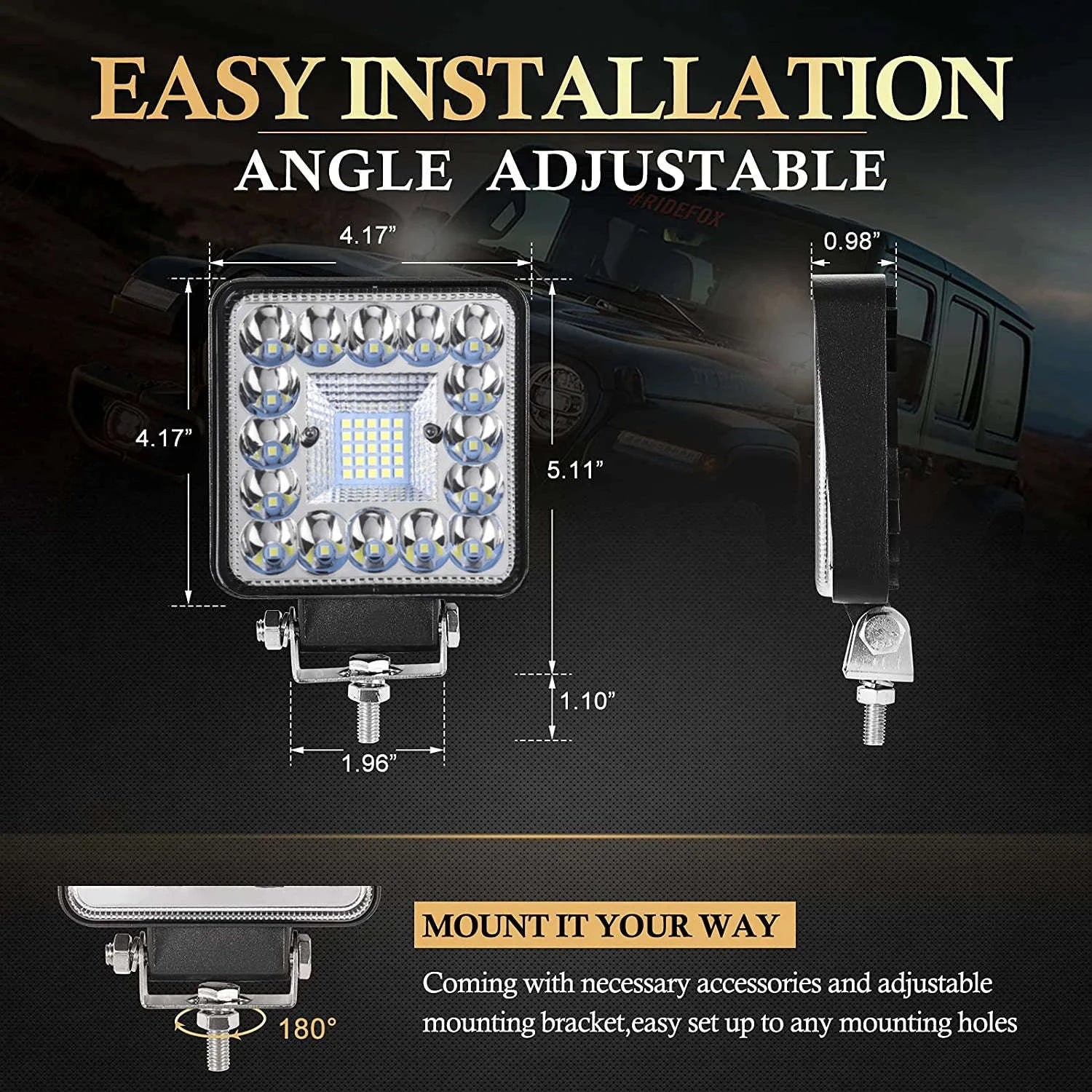 4 Inch 123W LED Work Light Bar 12V 24V-6pcs round 99W