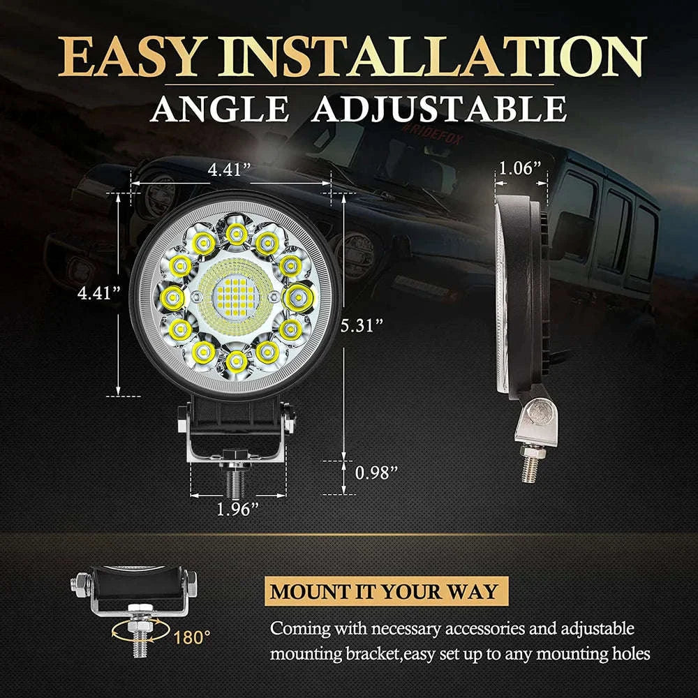 4 Inch 123W LED Work Light Bar 12V 24V-6pcs round 99W