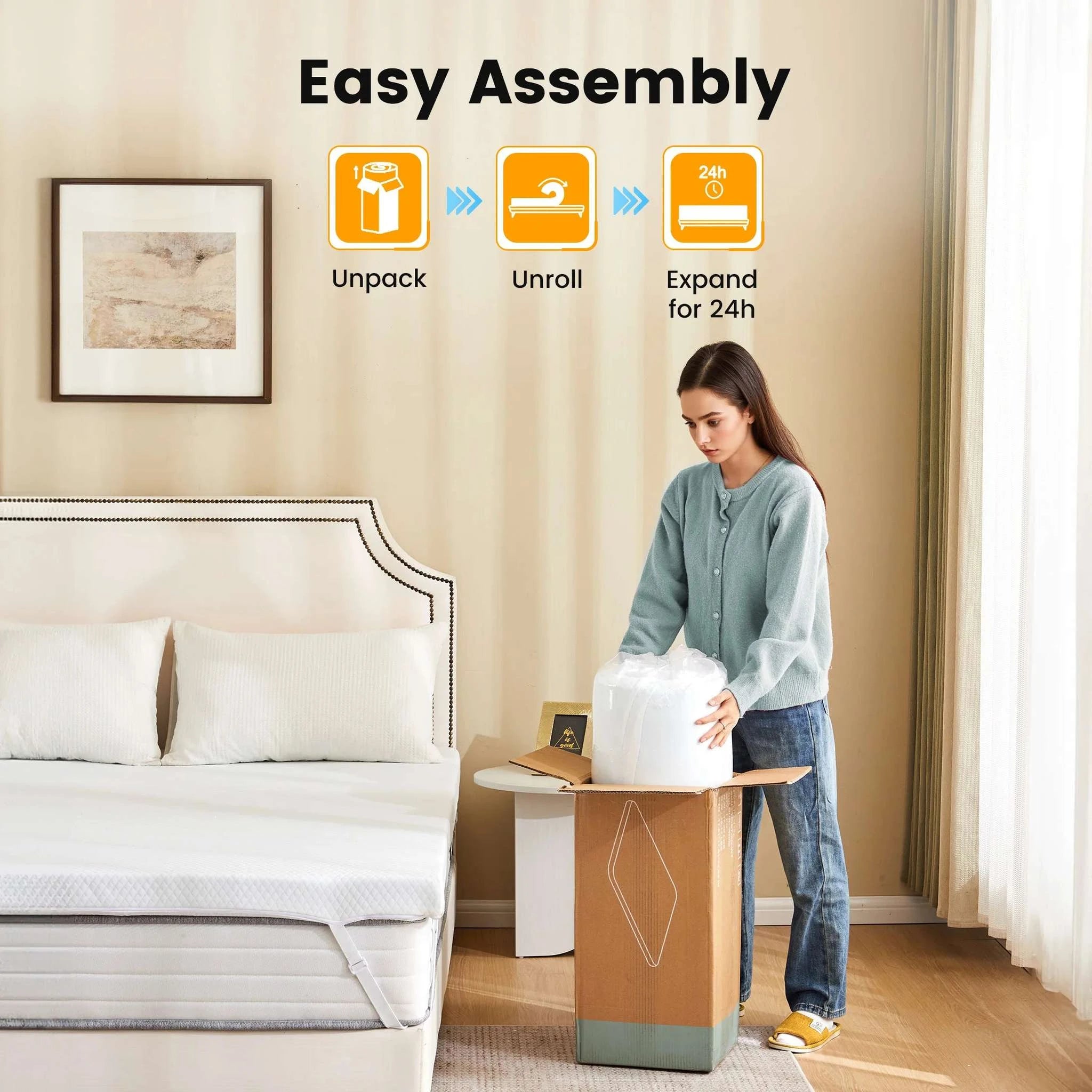 4 Inch Gel Memory Foam Mattress Topper with Cooling Cover Full-4ln White / Full / United States