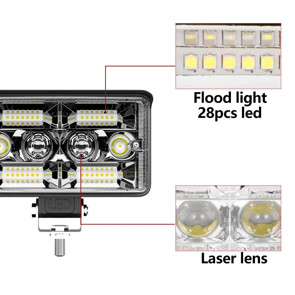4 Inch LED Light Bar Yellow White Off Road Work Light 12V 24V-1 pcs