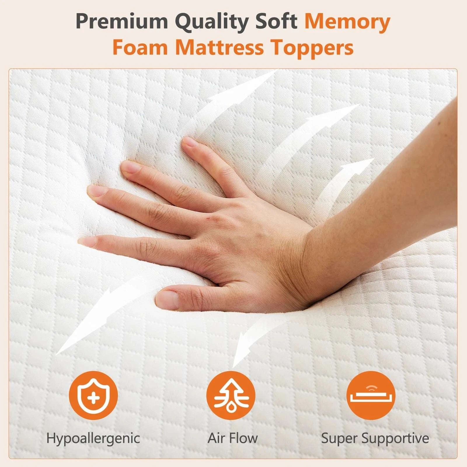 4-Inch Memory Foam Mattress Topper with Cooling Gel Cover-4 Inch / King / United States