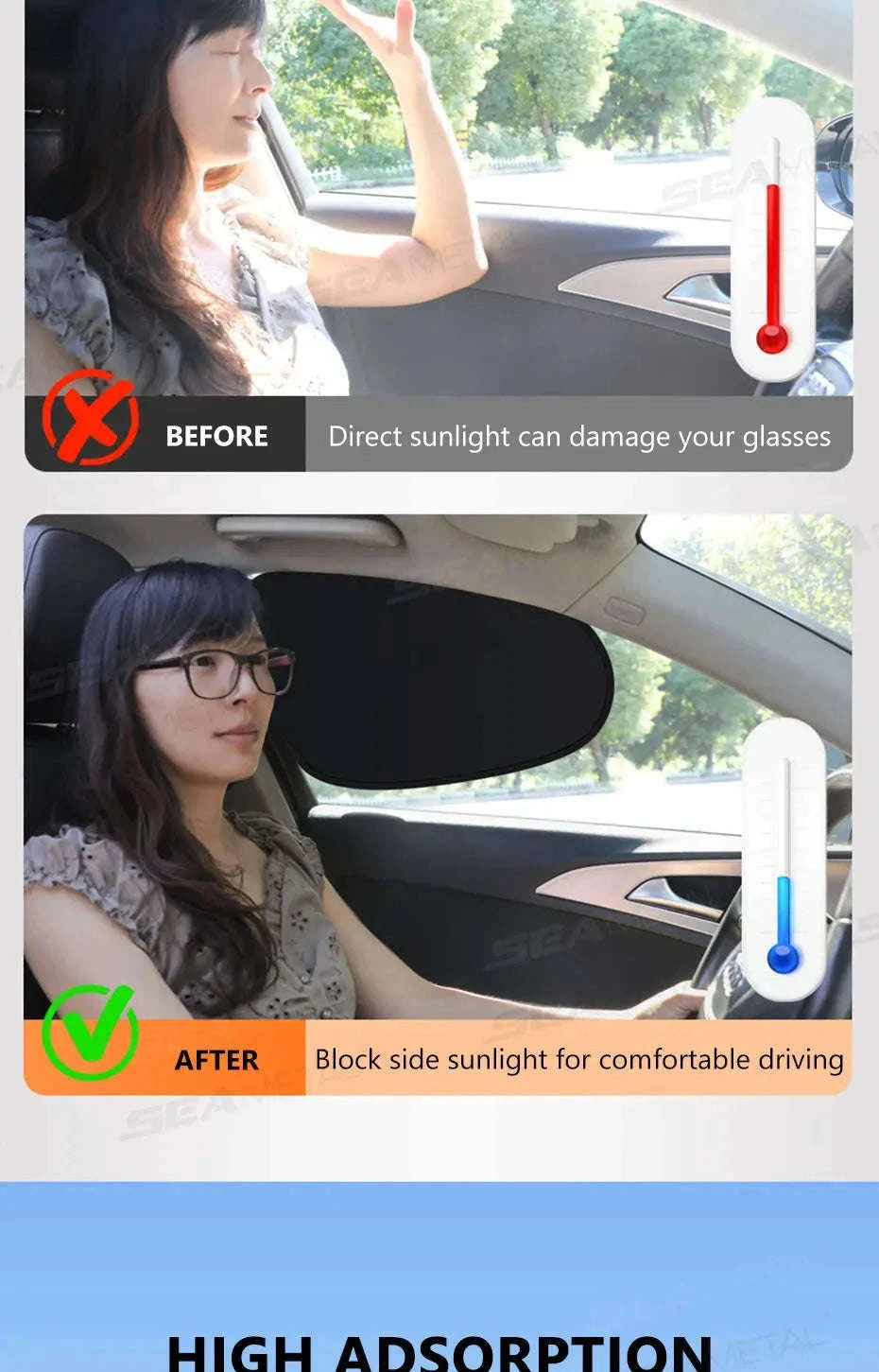 4-Layer Car Side Window Sun Shade Cover-Laser 4pcs
