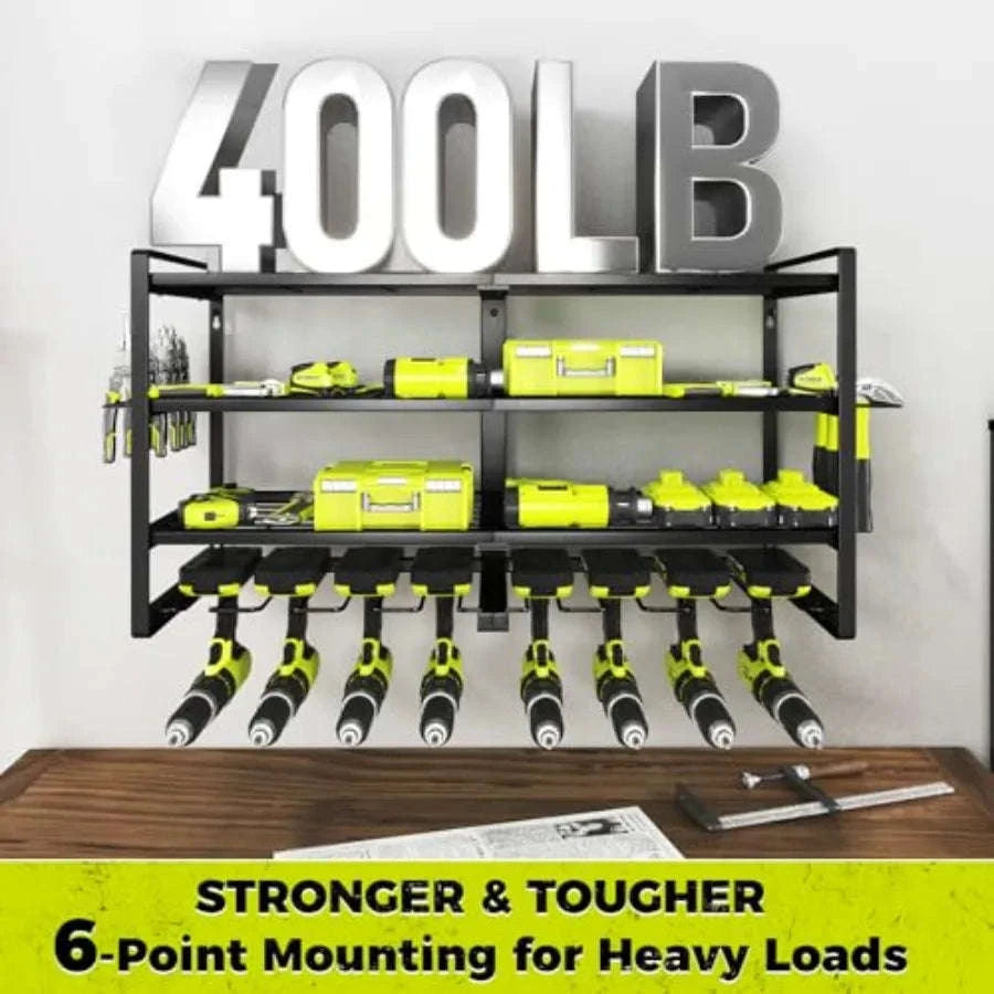 4-Layer Heavy Duty Wall-Mount Power Tool Organizer Rack-United States / 4-Layer8-DrillCordle / black
