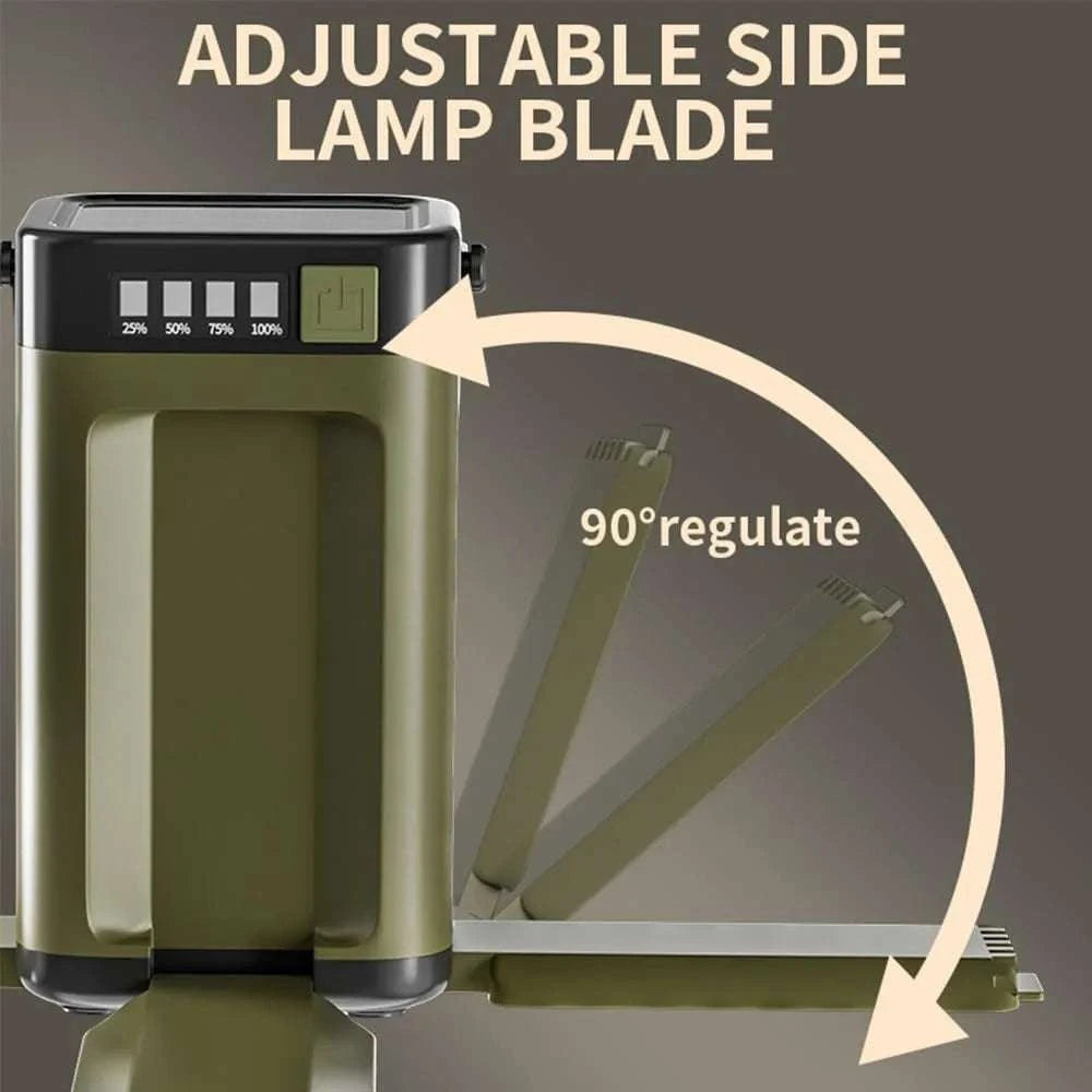 4-Leaf Foldable Camping Lantern Solar Rechargeable Emergency Light-Green