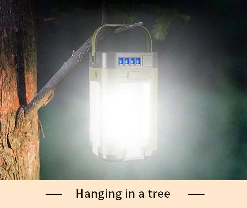 4-Leaf Foldable Camping Lantern Solar Rechargeable Emergency Light-Green