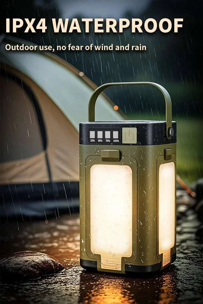 4-Leaf Foldable Camping Lantern Solar Rechargeable Emergency Light-Green