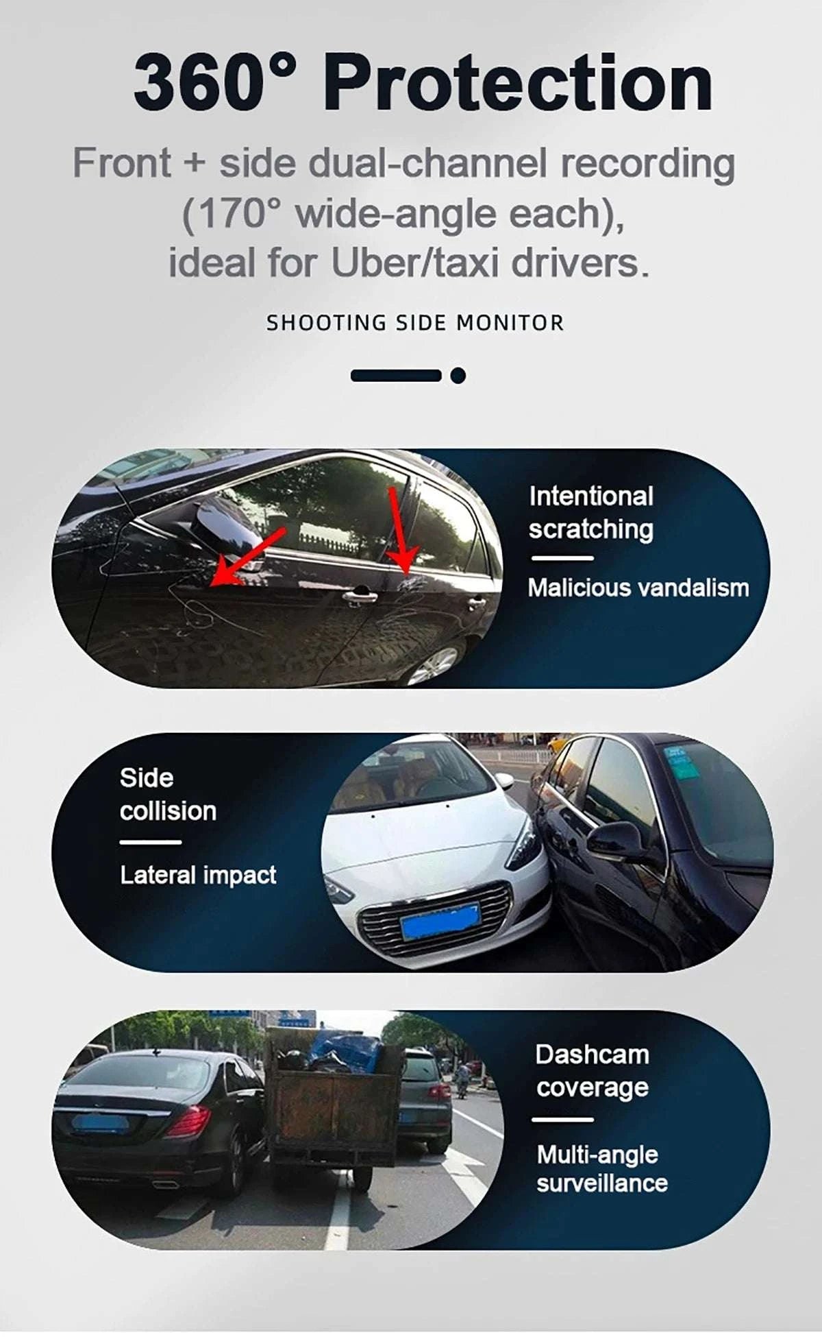 4-Lens 360° Dash Cam with Night Vision & 24H Parking Monitor-4-channel / 128G