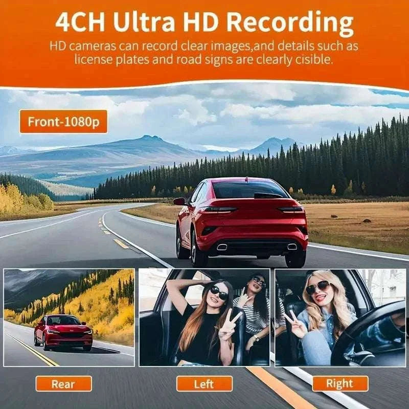 4-Lens 360° Dash Cam with Night Vision & 24H Parking Monitor-4-channel / 128G