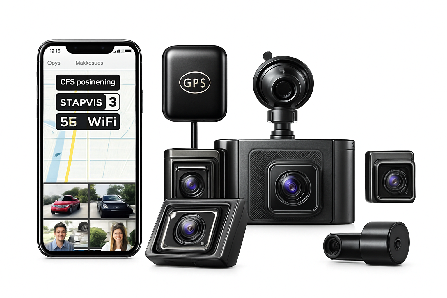 4-Channel 360° Dash Cam with WiFi, GPS and Rear Camera