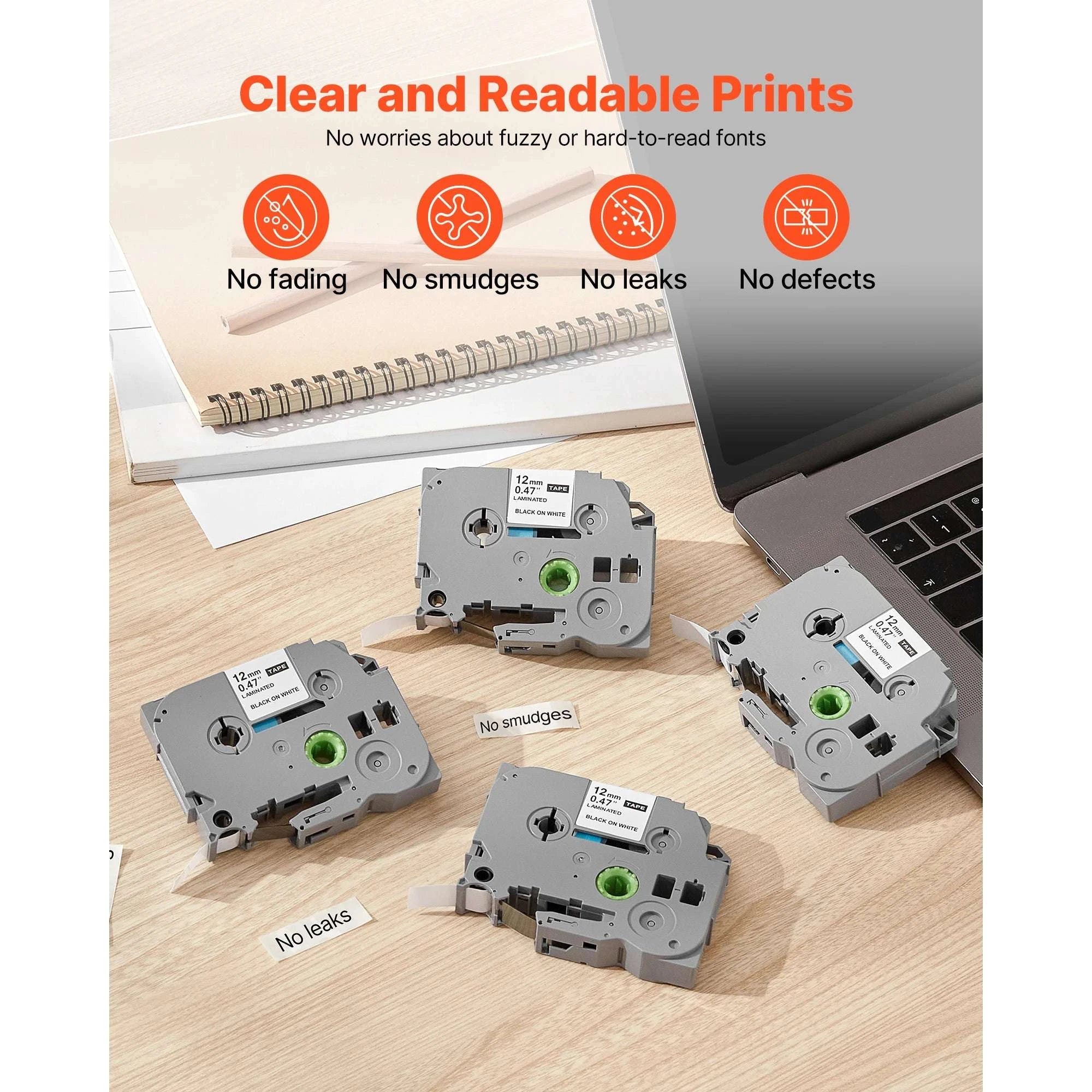 4-Pack 12mm Label Maker Tape Black on White for Brother TZe-231-M-K231 / UNITED KINGDOM