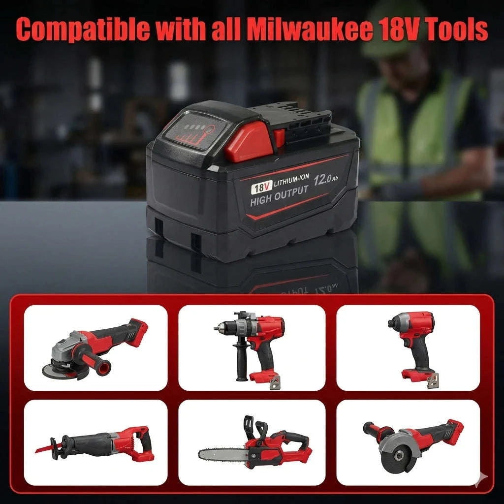 4-Pack 18V 12.0Ah Lithium-Ion Cordless Battery Replacement-Red / United States