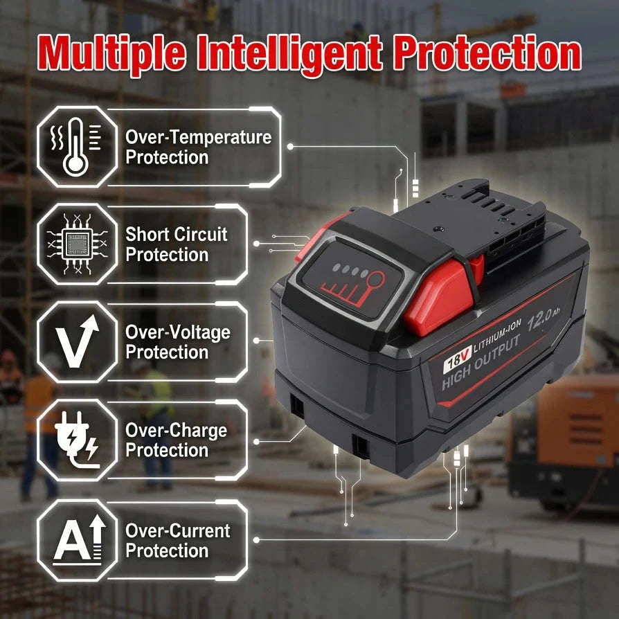 4-Pack 18V 12.0Ah Lithium-Ion Cordless Battery Replacement-Red / United States