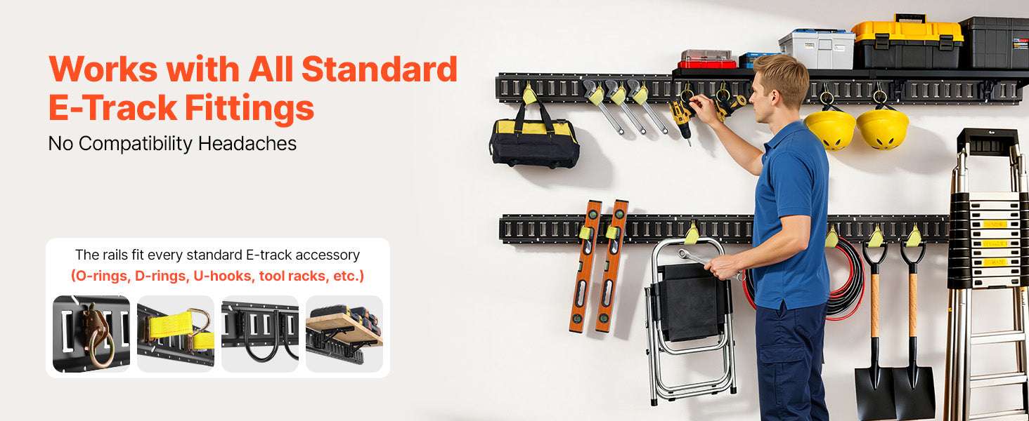 4-Pack 7.7ft E-Track Tie-Down Rails 2000 lb Cargo System-4 Pack / United States