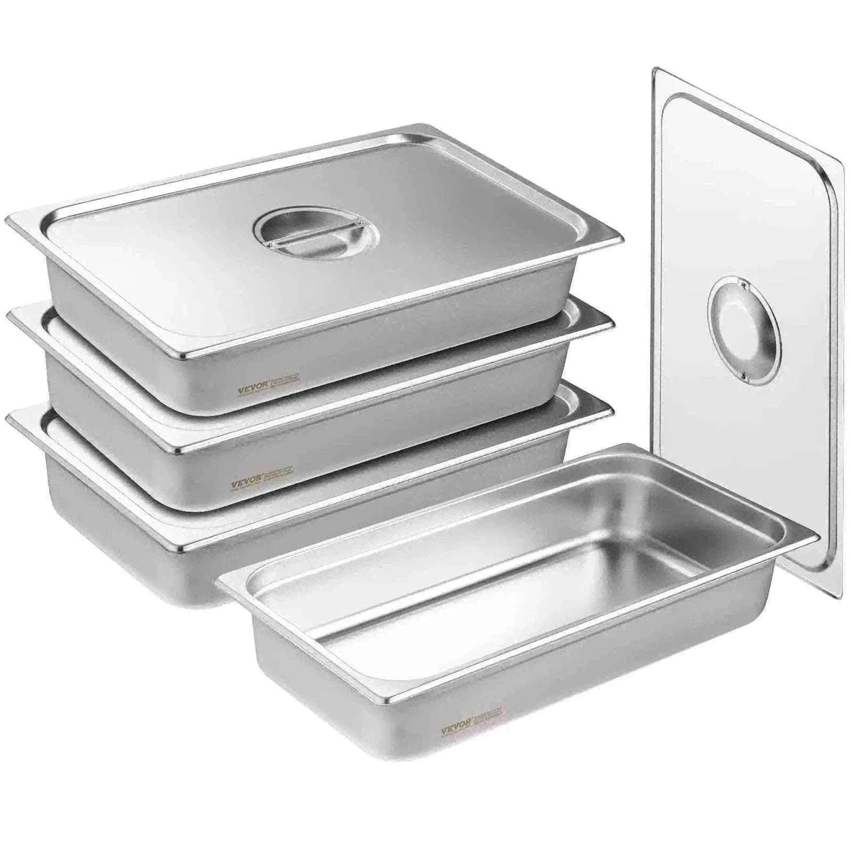 4-Pack Full-Size Stainless Steel Steam Table Pans with Lids, 4-Inch Deep-4 Packs / CZECH REPUBLIC