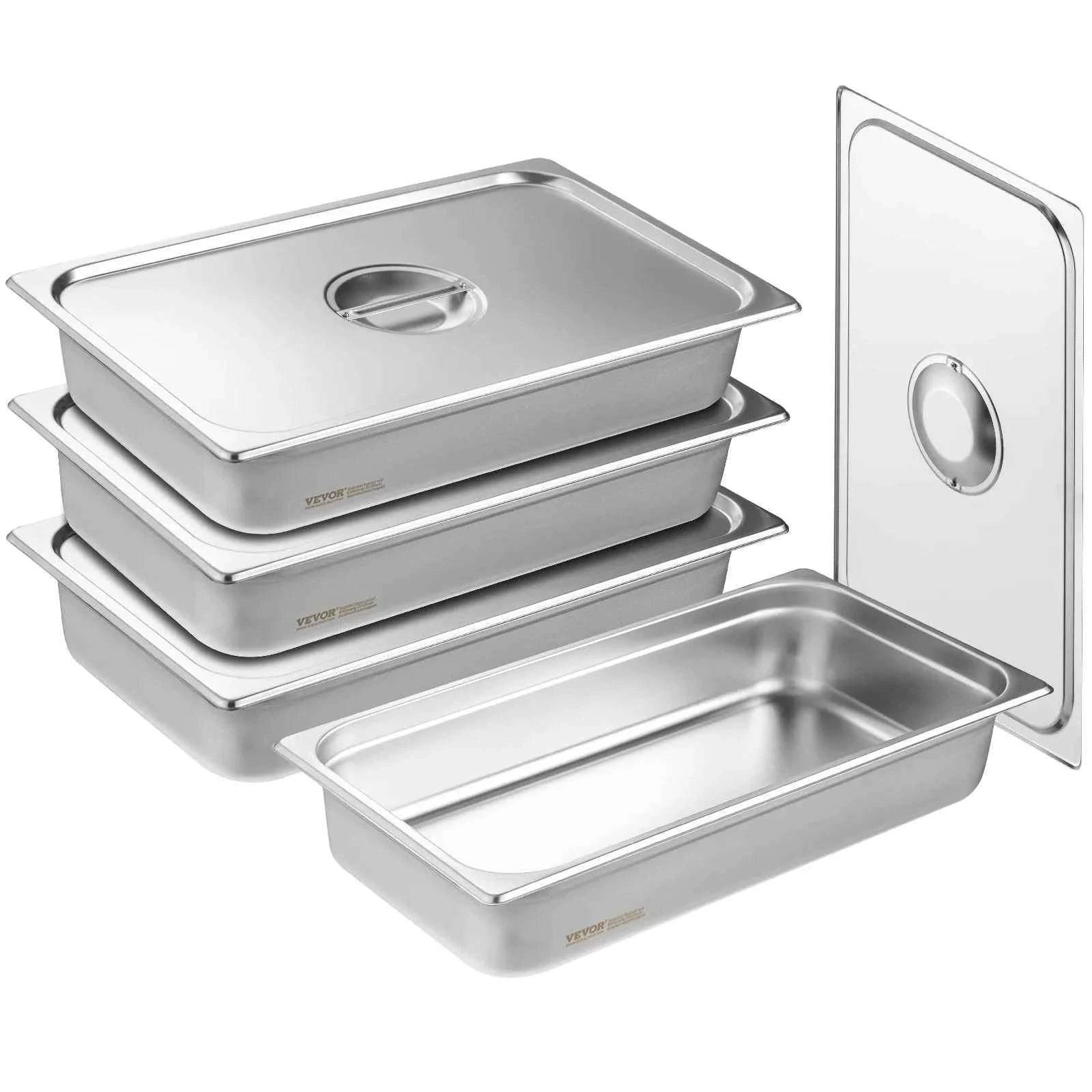 4-Pack Full-Size Stainless Steel Steam Table Pans with Lids, 4-Inch Deep-4 Packs / CZECH REPUBLIC