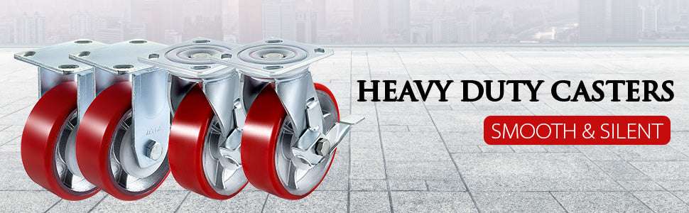 4 Pack Heavy Duty 6" Polyurethane Caster Wheels with Brakes-6in / United States