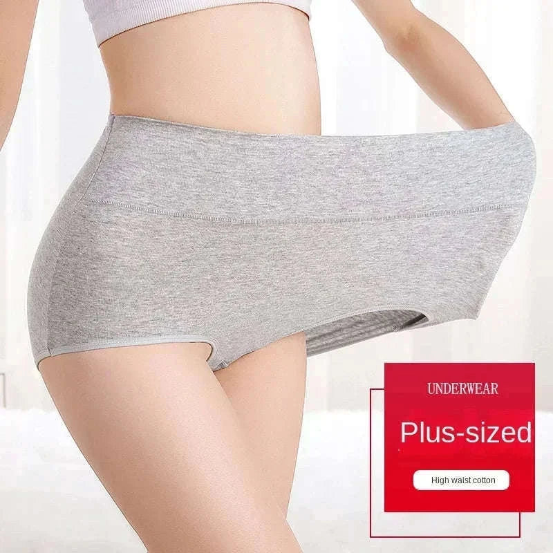 4-Pack High-Waist Cotton Panties with Soft Shaping Fit-B GRAY SKIN PINK / 3XL / 4pcs