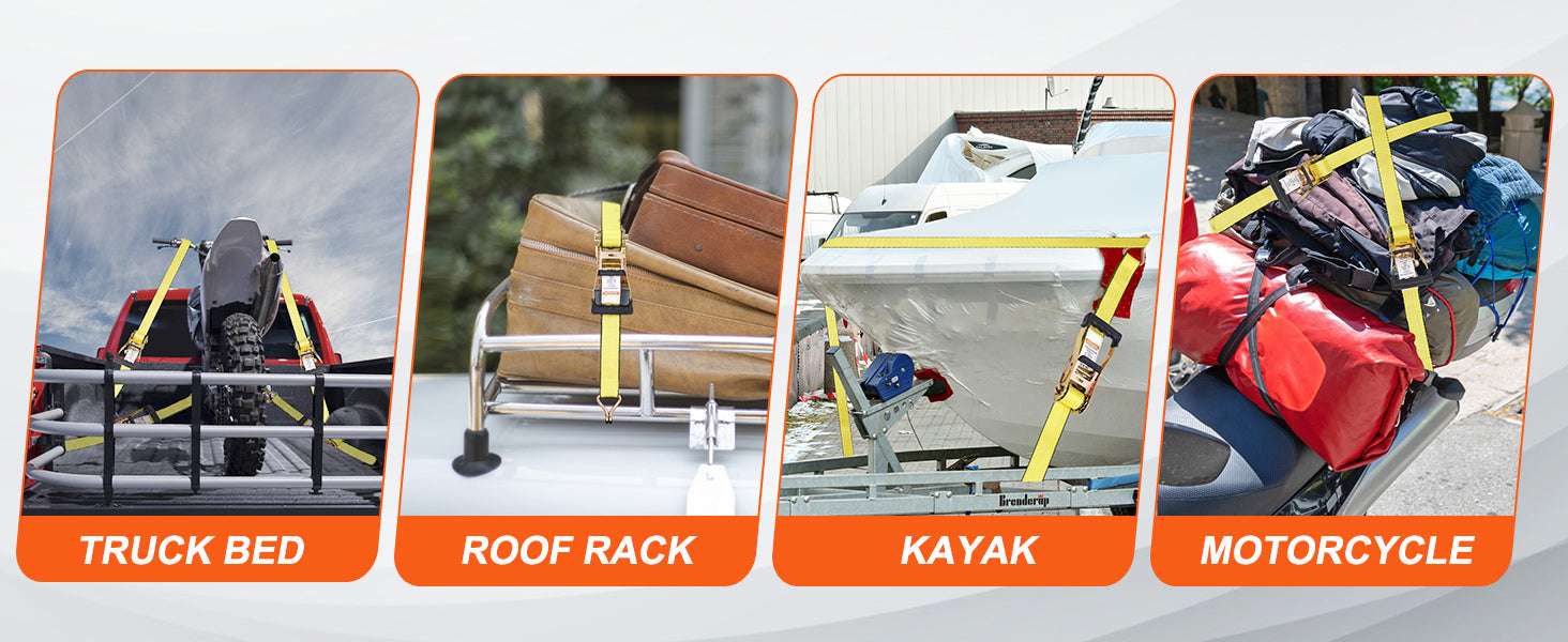 4-Pack Ratchet Tie Down Straps with J-Hooks for Cargo & Transport-2 x 15inch / spain