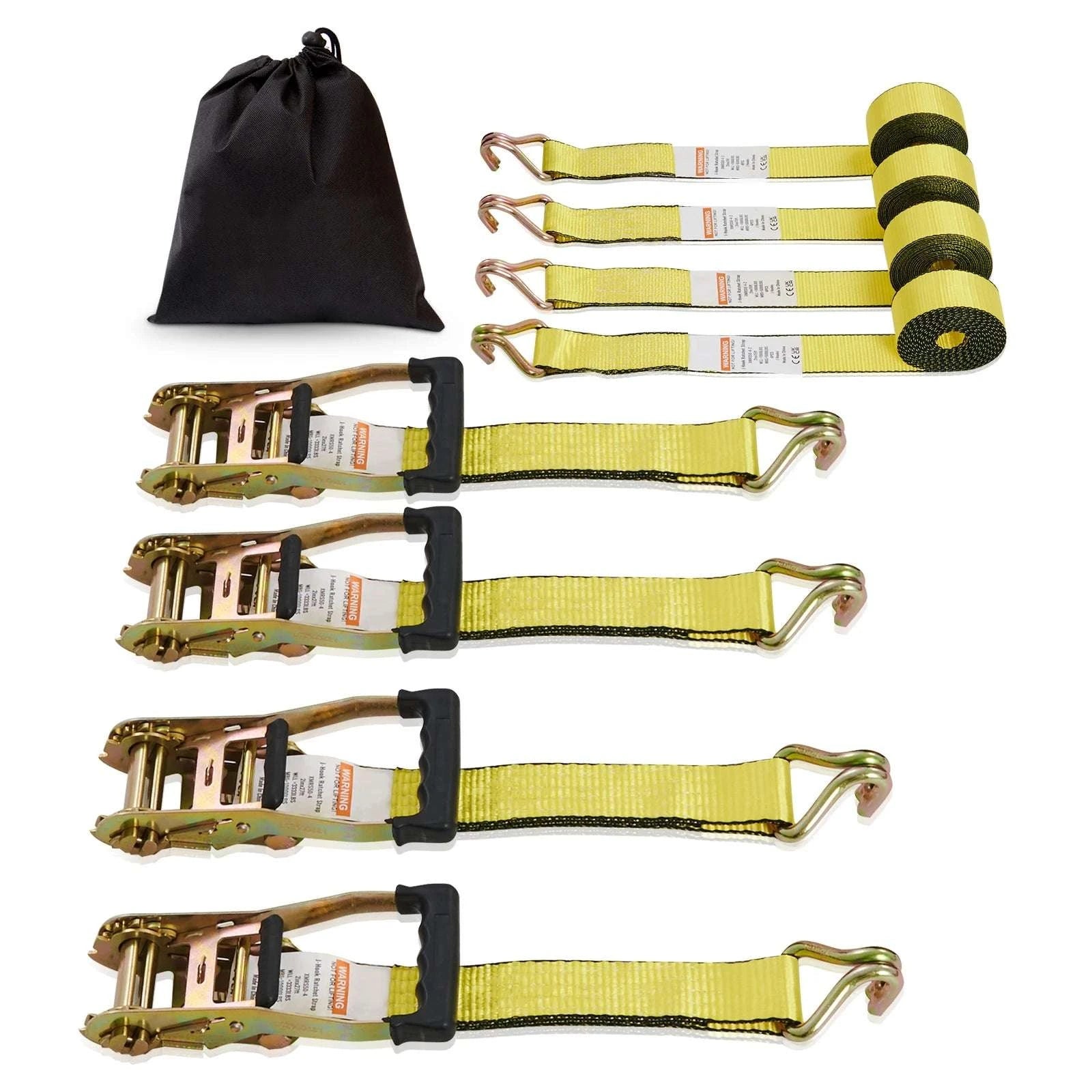 4-Pack Ratchet Tie Down Straps with J-Hooks for Cargo & Transport-2 x 15inch / spain