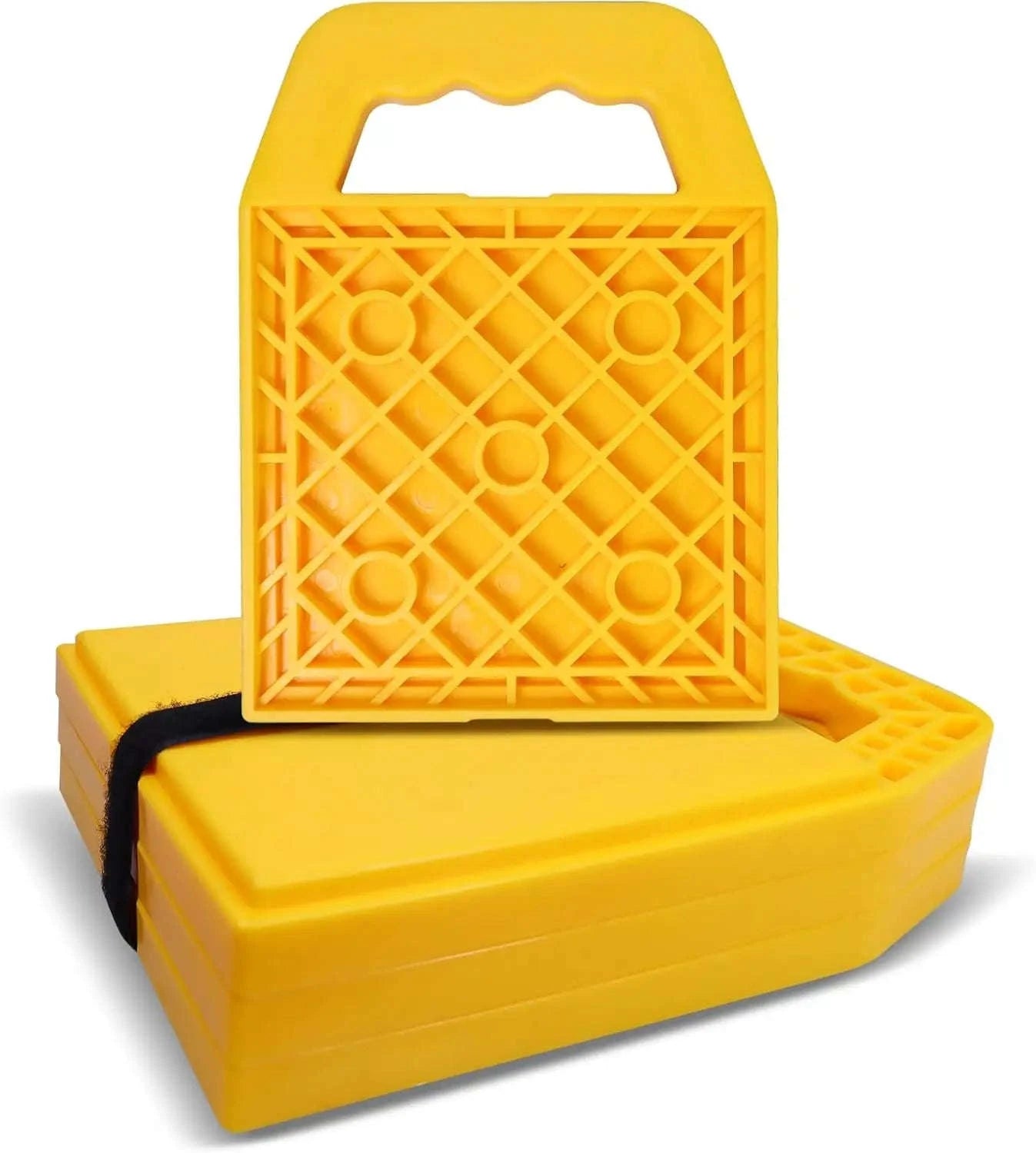 4-Pack RV Stabilizing Jack Pads with Handle for Camper and Travel Trailer-4Pcs Yellow