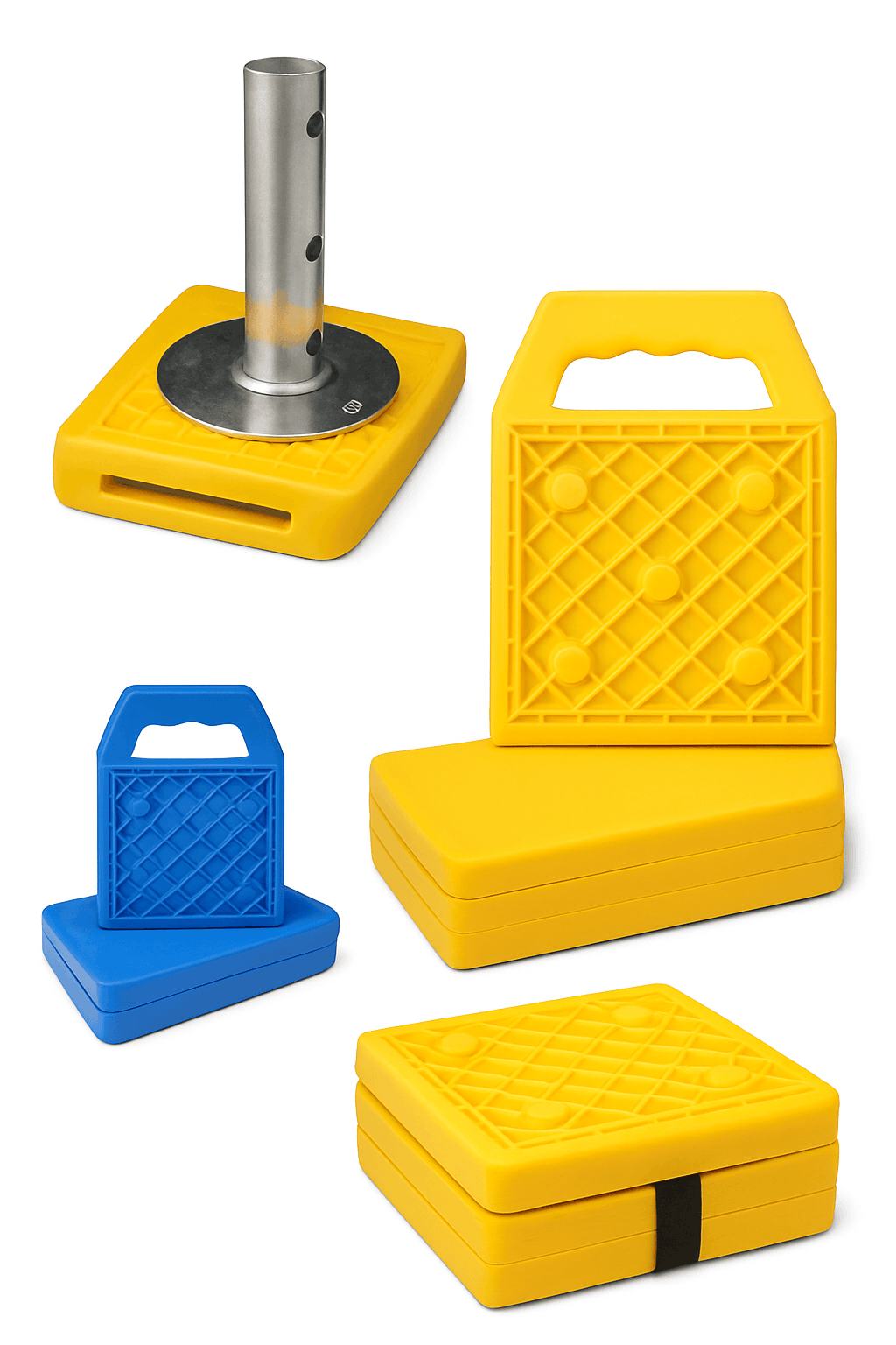 4-Pack RV Stabilizing Jack Pads with Handle for Camper and Travel Trailer-4Pcs Yellow