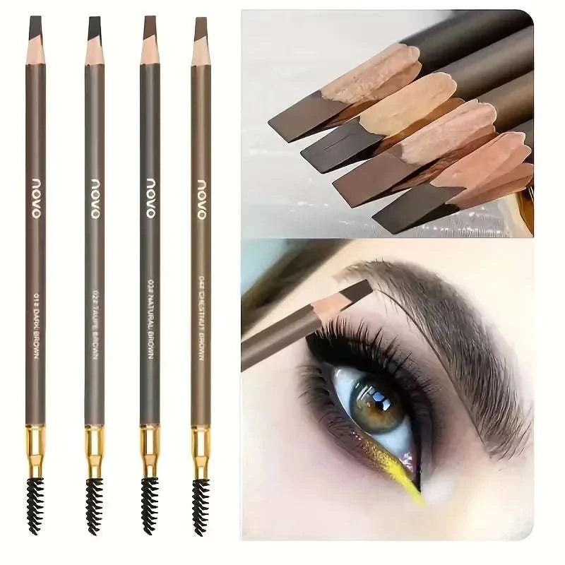 4 Pack Waterproof Eyebrow Pencils with Spoolie for Natural Brows-4Pcs / United States / 40g