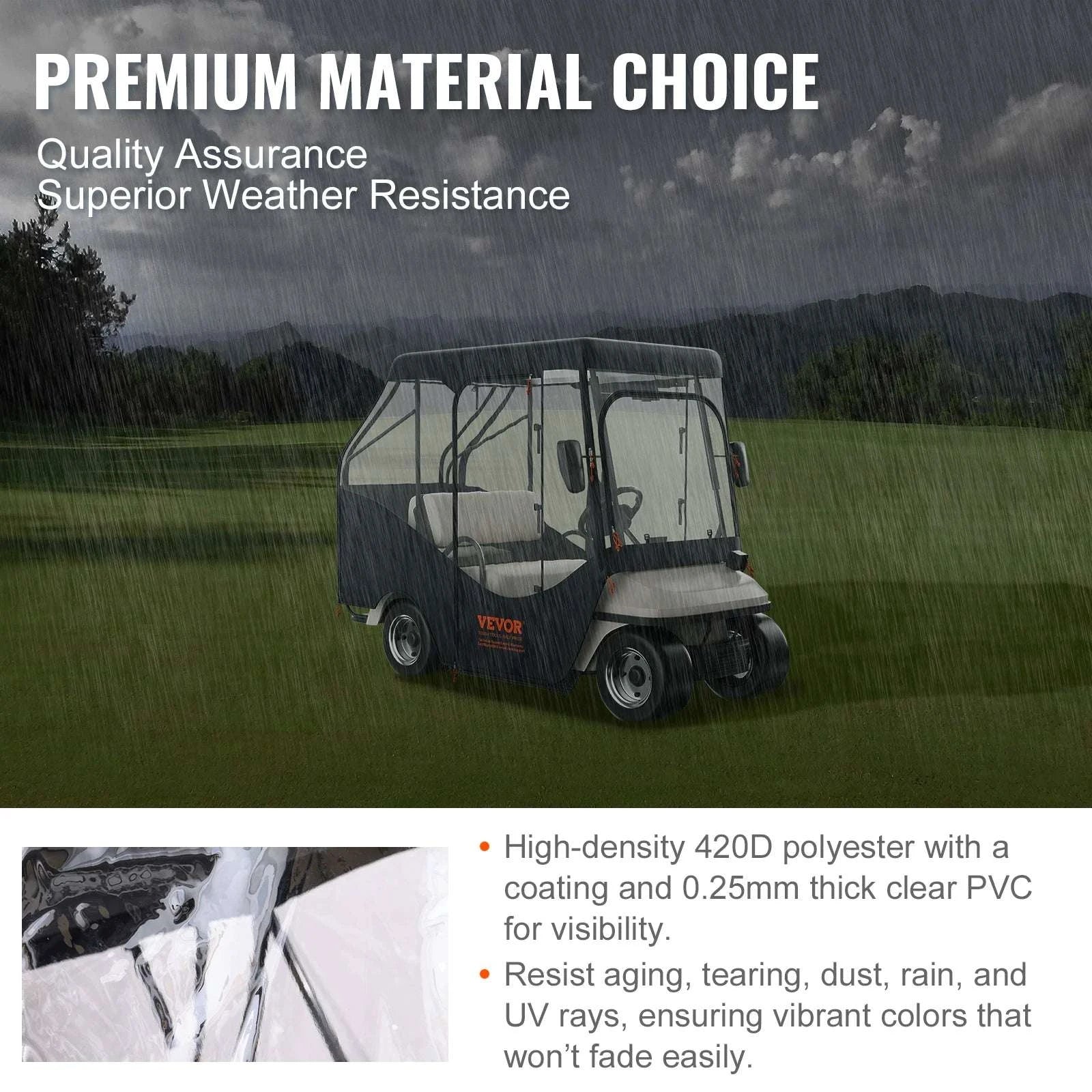 4-Passenger Golf Cart Enclosure with Clear Windows Weather Cover-4SEATS / United States