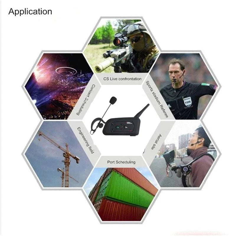 4-Person Referee Intercom Headset V4C 1200m Full Duplex Bluetooth-V4Cx4 add Handbag